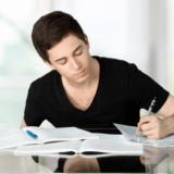 A student studying