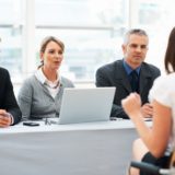 A young woman in a job interview